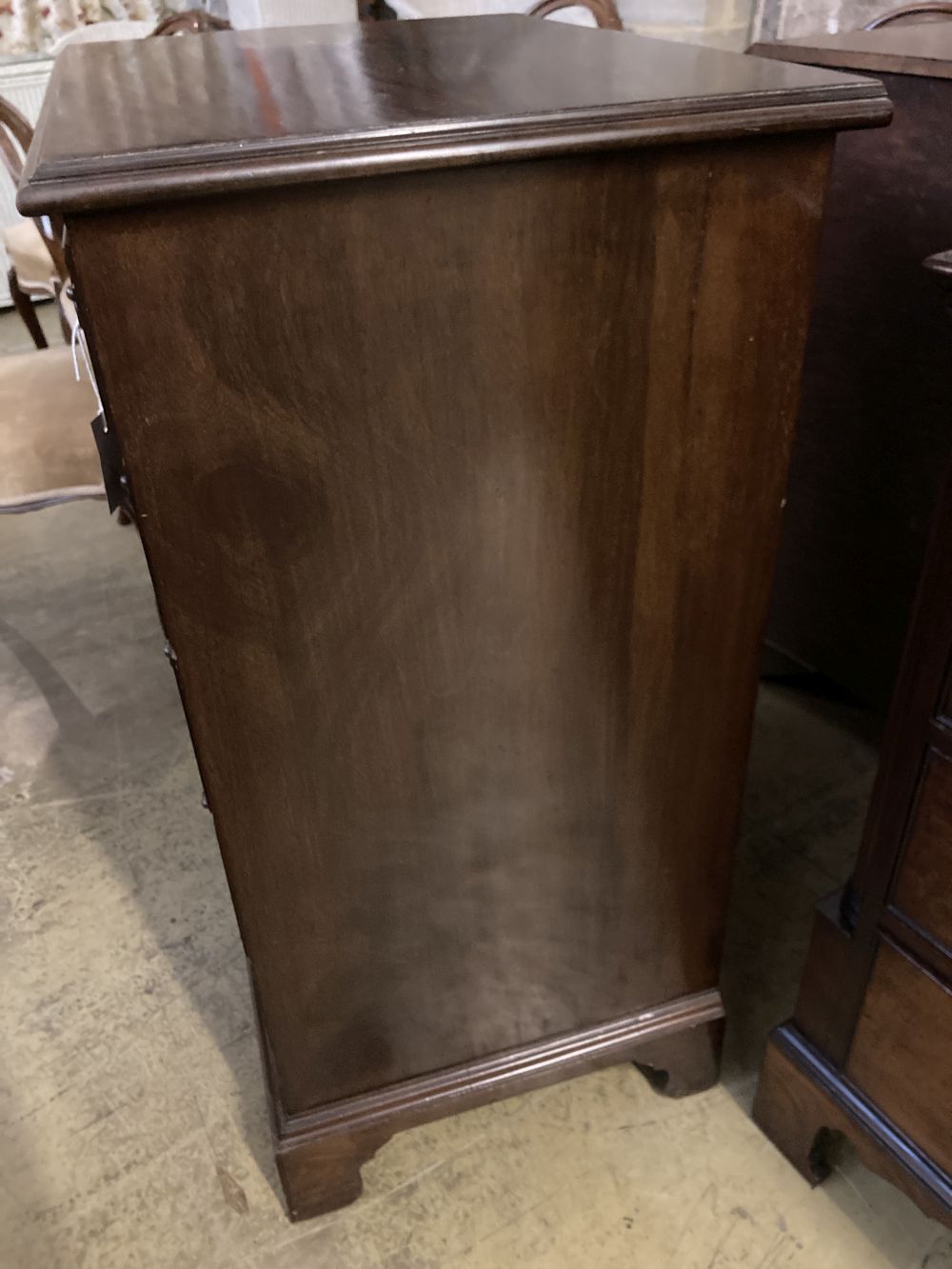 A small Edwardian George III style mahogany chest, bears Bartholomew & Fletcher label, width 66cm, depth 46cm, height 92cm